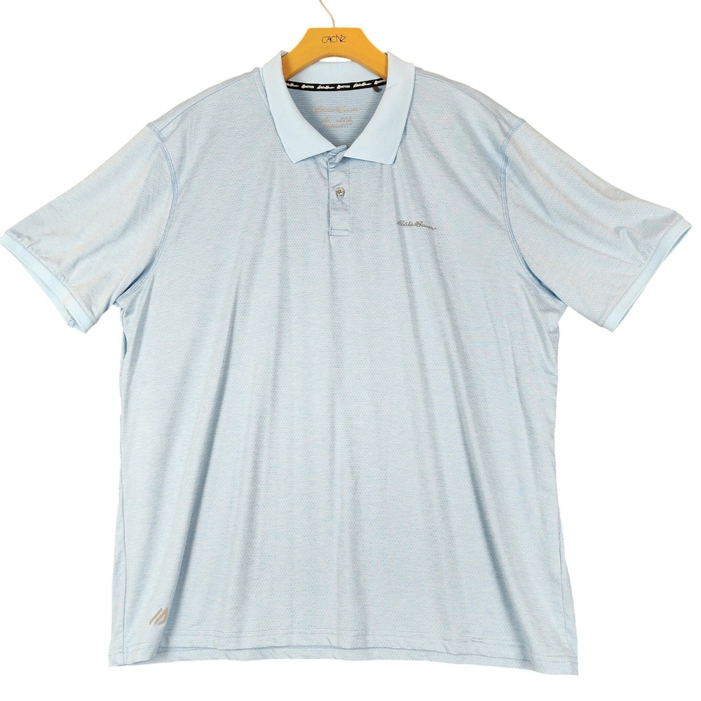 Eddie Bauer Motion FreeDry Mens XL Polo Shirt Blue Short Sleeve Performance
